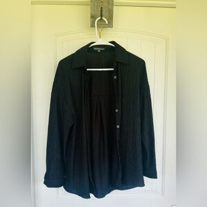 Adrianna Papell Oversized Black Button Down-Size Small